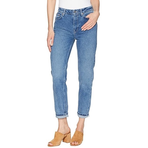 [Free People] Classic Light Wash Mom Jeans - Picture 1 of 8